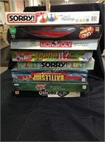(8) Board Games inc. Sorry, Monopoly, Battleship,