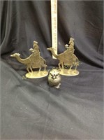 (2) Department 56 Brass Wisemen, and Brass Owl