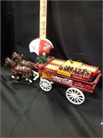 Cast Iron Coca Cola Hose Drawn Wagon with driver