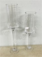 pair of tall glass vases - 20 & 24" tall