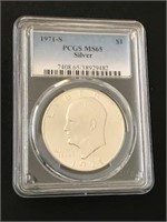 Silver dollar 1971S graded MS 65 silver