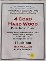 4 Cord hard wood 16-18" long