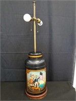 Milk can hand painted lamp