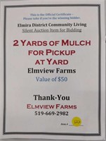 2 yard mulch - pick up at Elmview Farms