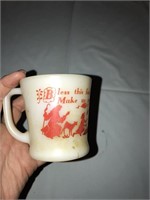 Vintage Fire King Mug "Bless This Food O' Lord"