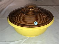 Vintage USA Pottery Brown & Yellow Pot w/Lid