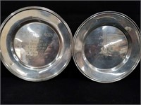 Pair of sterling trophy plates, 1930s