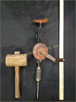 Wooden Mallet & Hand Drill