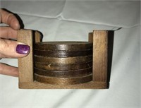 Vintage (6) Wooden & Cork Coaster Set
