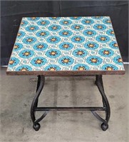 Vintage tile top metal base side table approx