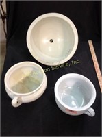 (2) China Chamber pots and porcelain sink