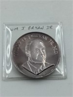 Silver 999 William Jennings Bryan Jr MD medal coin
