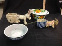(2) Planters, Bull one made in Occupied Japan,
