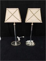 Pair of vintage table lamps with mirrored bases