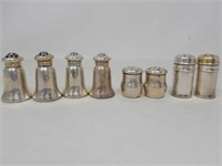 Group of sterling salt and pepper shakers