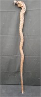 Wood carved dragon walking cane approx 39" in