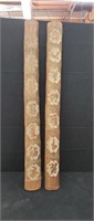 Pair of carved bamboo wall art 51"×5"