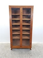 Antique wooden display cabinet approx 64" x 32" x