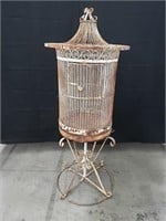 Vintage white metal bird cage approx 5ft x 25"