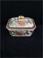 Vintage hand painted floral covered dish