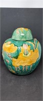 Asian pottery ginger jar approx 9" in diameter,