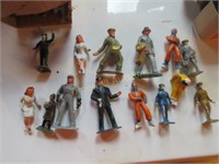 Cast metal figures for train set