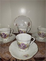 4 DEMITASSE CUPS AND SAUCERS - VERSAILLES