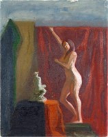NUDE PAINTING OF A STANDING WOMAN SIGNED