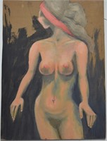 20TH C EXPRESSIONIST EROTIC NUDE PAINTING