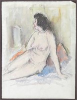 NUDE DRAWING OF RECLINING WOMAN DOUBLE SIDED