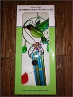 GLASS HUMMINGBIRD WINDCHIME - NEW IN BOX