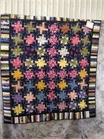 Scrappy Pudding and Pie pieced quilt