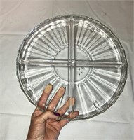 Pretty Divided Clear Glass Serving Tray