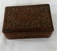 CARVED WOODEN BOX FROM INDIA 4 X 8