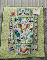 Bugs and Worms crib quilt (printed fabric)