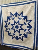 Starry Night pieced quilt  (white/blue)