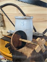 Large Butter Churner With Wooden Mixer
