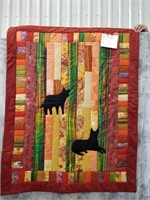 pieced/appliqued crib quilt (wolves in the forest)