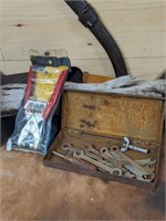 Vintage Metal Box With Tools and Snap Fastener Kit