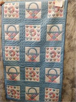 Heart Basket printed fabric quilt