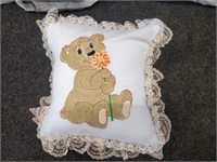 Teddy Bear painted pillow 10x10"
