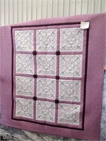 embroidered quilt (pinks/white)