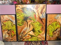 Three Abstract Artist Signed Oil on Canvas