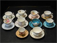 Ten Assorted Cup and Saucer Sets