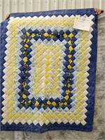 pieced couch throw (blue/yellow)