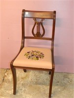 Lyre Back Chair with Needlepoint Seat