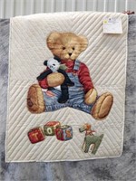 Teddy and Blocks crib quilt - printed fabric