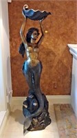 6' Ft Bronze Mermaid Fountain Statue-Like New