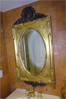 Gold Leaf Wood Framed Oval Mirror