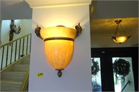 Pair of Stone & Glass Wall Sconces